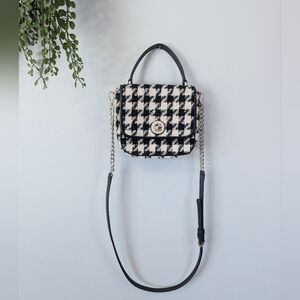 kate spade Black & Cream Small Houndstooth Top-Handle Crossbody